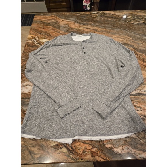 Marine Layer Gray Double Knit Long Sleeve Crewneck Henley Pullover Size 2XL - Picture 1 of 13